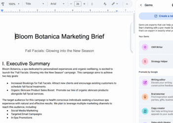 Google’s customizable Gemini chatbots are now in Docs, Sheets, and Gmail