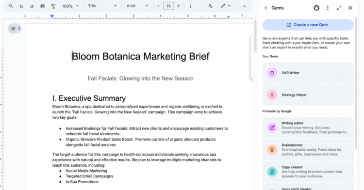 Google’s customizable Gemini chatbots are now in Docs, Sheets, and Gmail