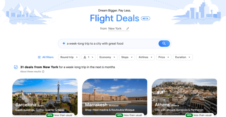 Google Flights can help you book a trip when you don’t know where to go
