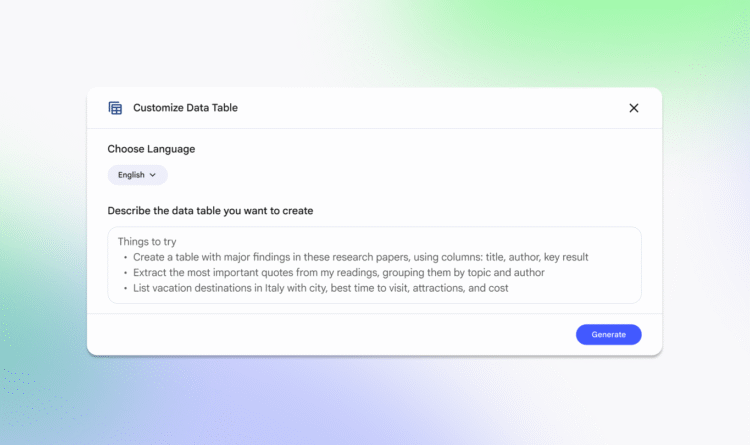 Google’s NotebookLM introduces Data Tables feature