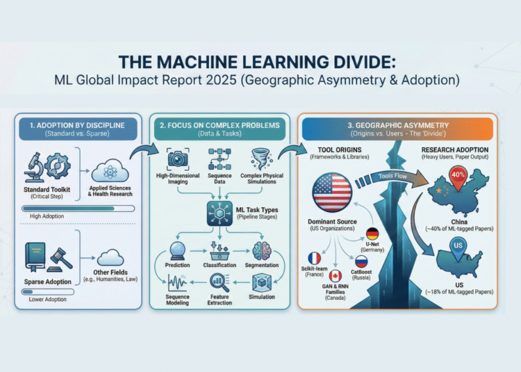 The Machine Learning Divide: Marktechpost’s Latest ML Global Impact Report Reveals Geographic Asymmetry Between ML Tool Origins and Research Adoption