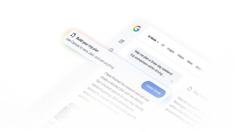 How to use Canvas in AI Mode for travel planning on Google Search