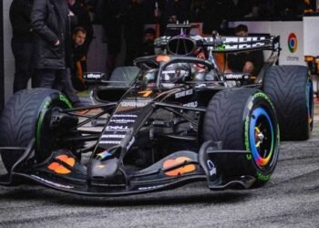 Google’s Gemini logo is plastered all over McLaren F1’s new car