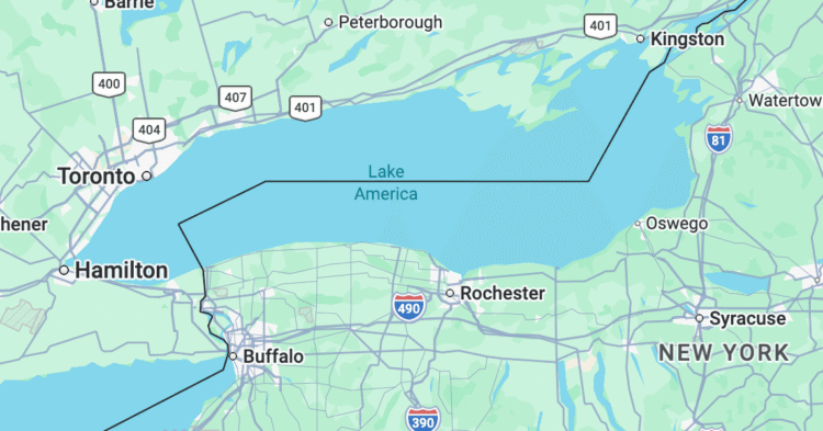 Google Maps Now Shows ‘Lake America’ Instead of Lake Ontario